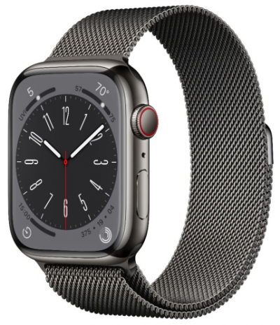 APPLE Watch 8 GPS + Cellular 45mm Graphite Stainless Steel Case with Graphite Milanese Loop