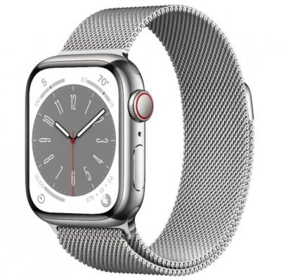 APPLE Watch 8 GPS + Cellular 41mm Silver Stainless Steel Case with Silver Milanese Loop