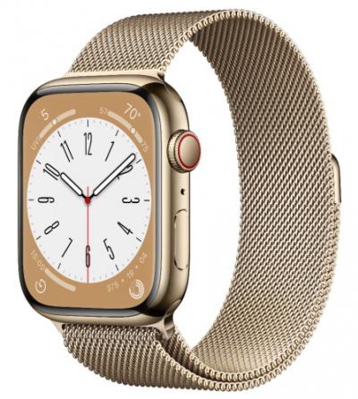 APPLE Watch 8 GPS + Cellular 45mm Gold Stainless Steel Case with Gold Milanese Loop