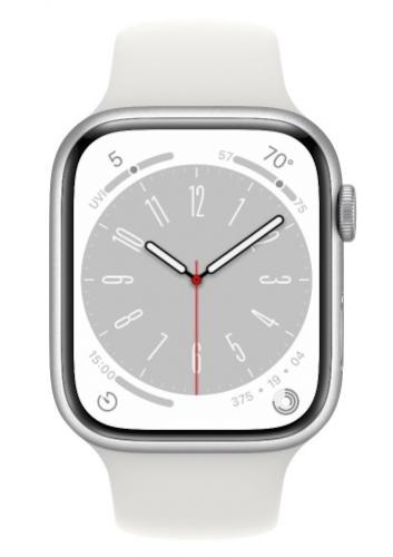 APPLE Watch 8 GPS + Cellular 45mm Silver Aluminium Case with White Sport Band - Regular