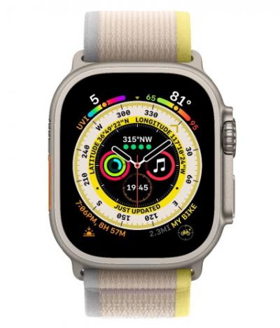 APPLE Watch Ultra GPS + Cellular 49mm Titanium Case with Yellow/Beige Trail Loop - M/L