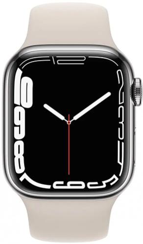APPLE Watch 7 GPS + Cellular 45mm Silver Stainless Steel Case with Starlight Sport Band - Regular