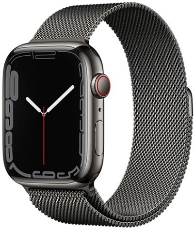 APPLE Watch 7 GPS + Cellular 45mm Graphite Stainless Steel Case with Graphite Milanese Loop