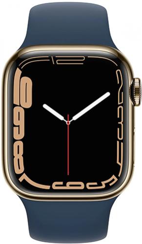 APPLE Watch 7 GPS + Cellular 45mm Gold Stainless Steel Case with Abyss Blue Sport Band - Regular