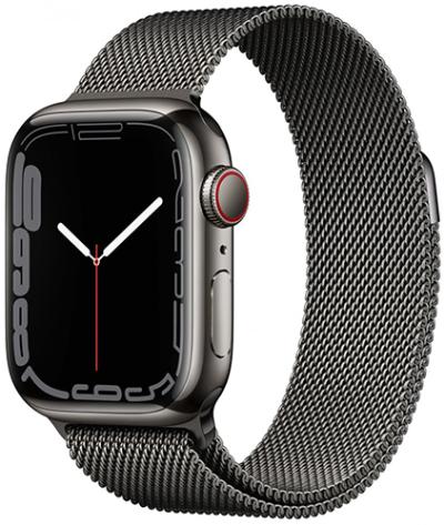 APPLE Watch 7 GPS + Cellular 41mm Graphite Stainless Steel Case with Graphite Milanese Loop