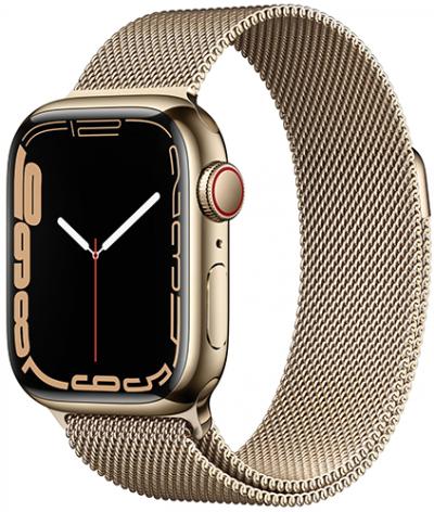APPLE Watch 7 GPS + Cellular 41mm Gold Stainless Steel Case with Gold Milanese Loop