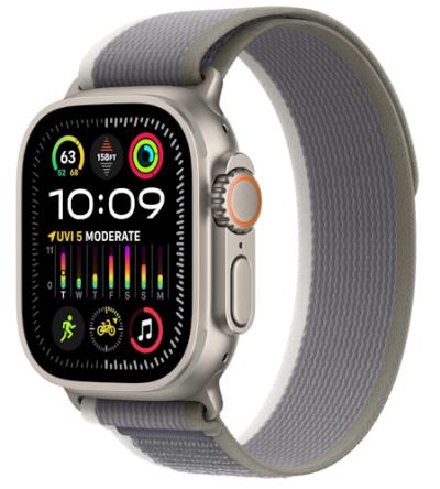 APPLE Watch Ultra 2 GPS + Cellular 49mm Titanium Case with Green/Grey Trail Loop - M/L