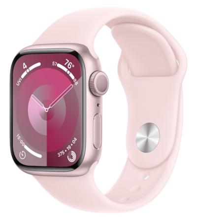 APPLE Watch 9 GPS 45mm Pink Aluminium Case with Light Pink Sport Band - M/L