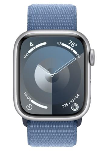 APPLE Watch 9 GPS + Cellular 45mm Silver Aluminium Case with Winter Blue Sport Loop