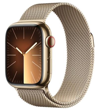 APPLE Watch 9 GPS + Cellular 41mm Gold Stainless Steel Case with Gold Milanese Loop