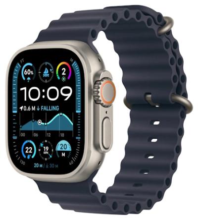 APPLE Watch Ultra 2 GPS + Cellular 49mm Natural Titanium Case with Navy Ocean Band