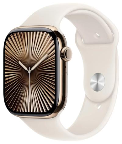 APPLE Watch 10 GPS + Cellular 46mm Gold Titanium with Starlight Sport Band - S/M