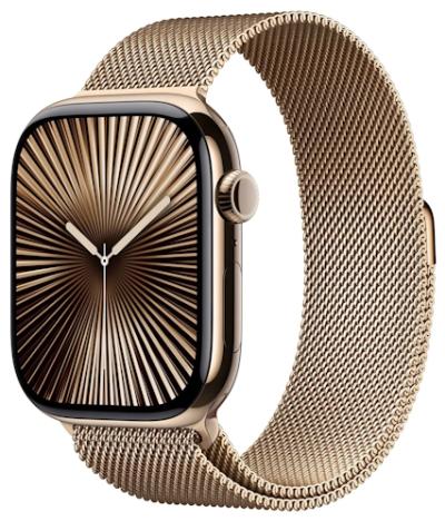 APPLE Watch 10 GPS + Cellular 46mm Gold Titanium Case with Gold Milanese Loop M/L