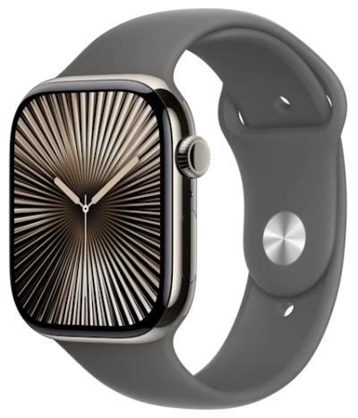 APPLE Watch 10 GPS + Cellular 46mm Natural Titanium Case with Stone Grey Sport Band S/M