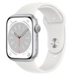 APPLE Watch 8 GPS + Cellular 41mm Silver Aluminium Case with White Sport Band - Regular