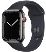 APPLE Watch 7 GPS + Cellular 41mm Graphite Stainless Steel with Midnight Sport Band - Regular