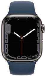 APPLE Watch 7 GPS + Cellular 41mm Graphite Stainless Steel Case with Abyss Blue Sport Band - Regular