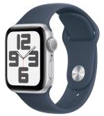 APPLE Watch SE 40mm GPS Silver Aluminium Case with Storm Blue Sport Band - S/M