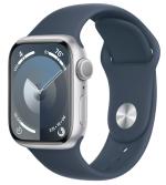 APPLE Watch 9 GPS 41mm Silver Aluminium Case with Storm Blue Sport Band - S/M